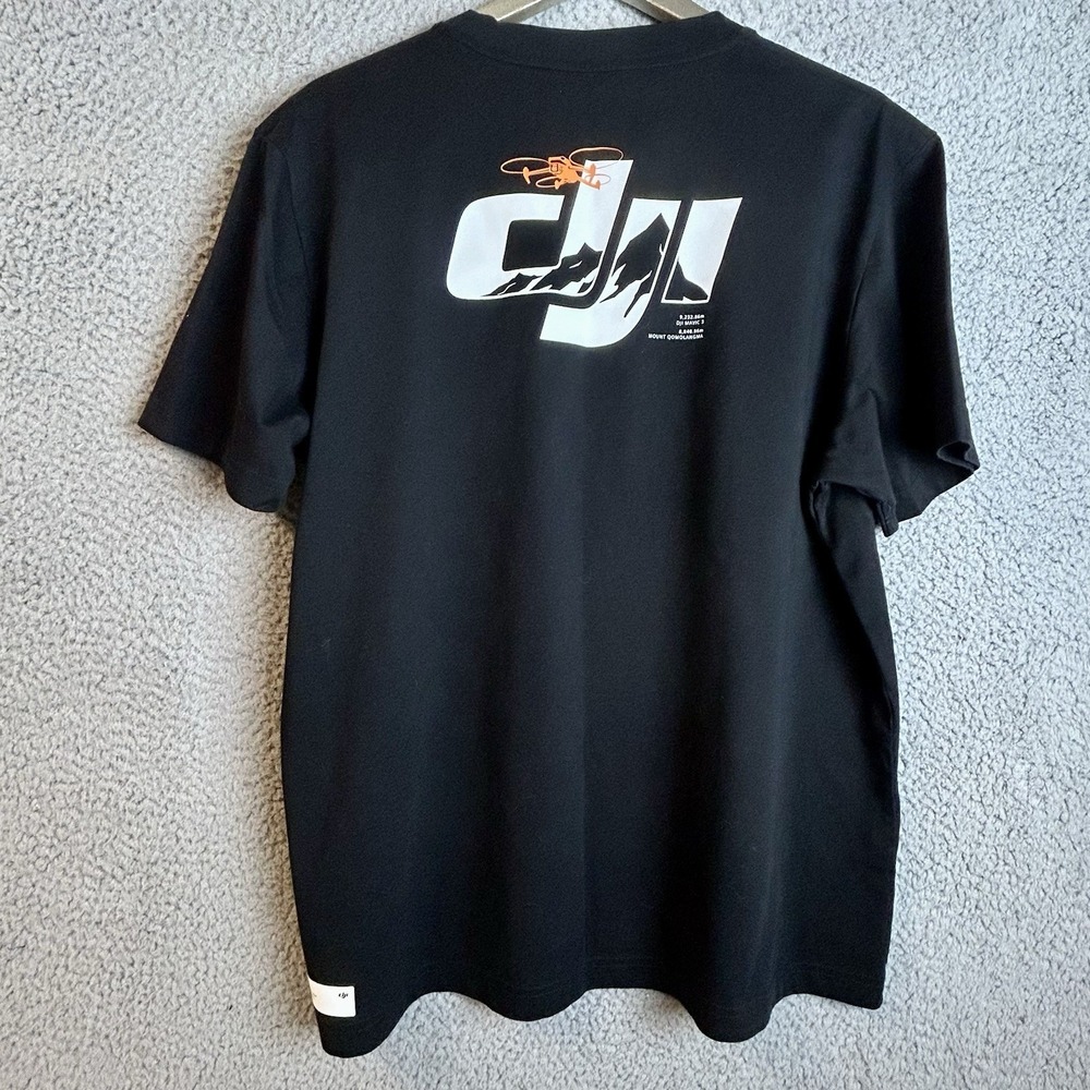 Dji T Shirt Mens XL Black Short Sleeve Mount Qomolangma Logo Drone Flight Tee